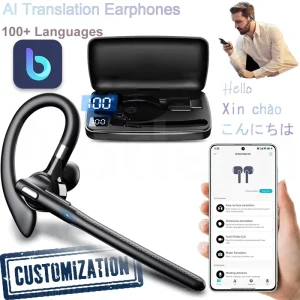 YYK 526 Leather USB Adapter Wireless Business Sports Earbuds AI Translation Earphones Supports Transnational Call Translation