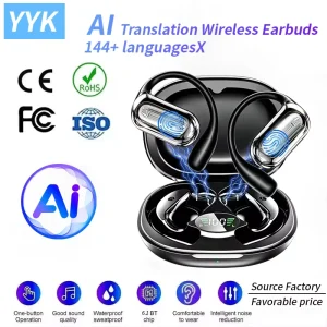 YYK Q16s AI Translation Earbuds Real Time 144 Languages Environmental Noise Cancellation Water Resistant3 in 1Translating Device