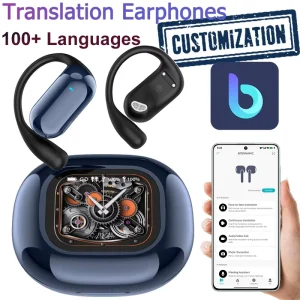 YYK Q16s Pro AI Translation Sports Earbuds with Touch Screen Support Audio and Video Translation for Travel Business and Study