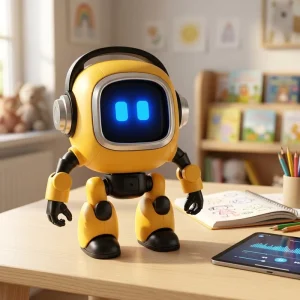 Yellow AI Interactive Desk Robot Voice Recognition Educational Toy USB Charging for Kids Gift and Learning