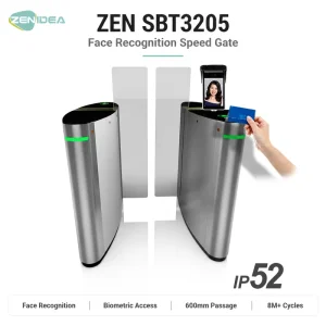 ZEN3205 Face Recognition 304 Stainless Steel IP52 Waterproof Speed Gate Biometric Access 600mm Passage 8M Cycles Turnstile