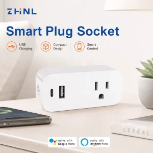 ZHNL US Smart Power Wall Socket Plug Household Wifi Remote Control Timing Intelligent Socket With Type C USB Smart Power Socket