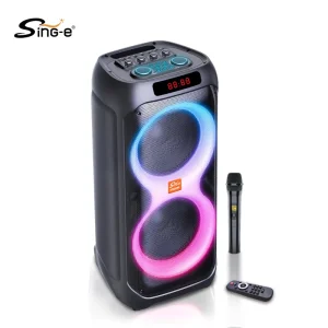 ZQS0828X Wireless For Karaoke Party Speaker With RGB LED Lights Built in Mic Remote Control Up Output Portable Design