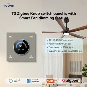 ZigBee Metal Smart Knob Adjustment Switch Panel with Fan Control Mobile Phone Remote and Voice Control