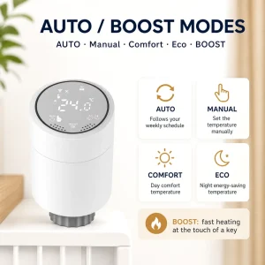 ZigBee3.0 Smart Programmable Thermostatic Radiator Valve Temperature Controller With Alexa Voice Control
