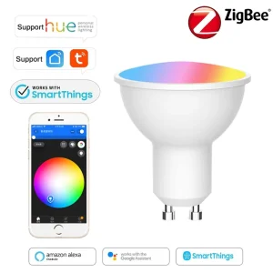 Zigbee 3.0 GU10 Smart LED Bulb RGB CW 5W Dimmable 2700K–6500K Spotlight Compatible with Smart Life App