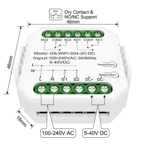 Zigbee 3.0 WiFi Smart Switch Module 1/2 Gang Dry Contact NO NC Relay 5-40V DC 220V AC DIY Smart Home Breaker
