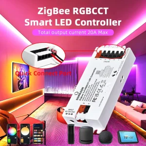 Zigbee RGB/CCT LED Strip Remote Control SmartThings Compatible App Control with 15.0M Range for Smart Home Products & Devices