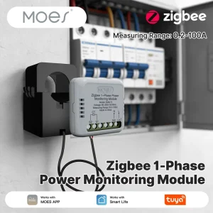 Zigbee Smart 1-Phase Energy Power Meter 100A APP Monitoring Module Bidirectional With Current Transformer Sensor Clamp