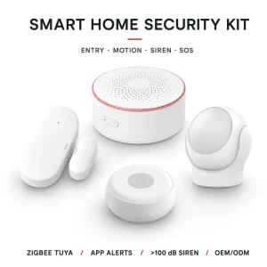 Zigbee Smart Home Security Alarm Kit with PIR Motion Door Window Sensor Emergency SOS Button and Siren OEM ODM