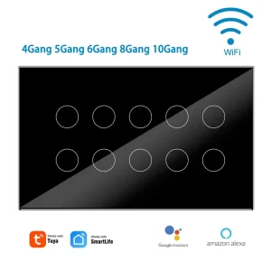 Zigbee Touch Switch US UK 4 5 6 8 10gang Smart Wall Light Switches Voice Remote Control by Alexa Google Home