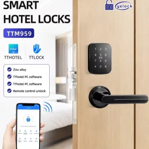 Zinc Alloy Durable Hotel Smart Door Lock with Keypad Password RFID Card App Control for Guest Room Access