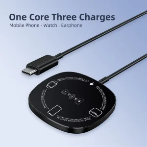 3-in-1 Magnetic Fast Wireless Charger for iPhone Series, Watches, and Earbuds, 15W Desktop Wireless Charger
