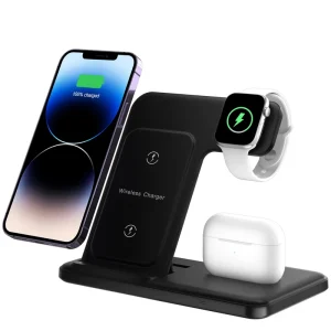 Fast 3-in-1 Magnetic Wireless Charging Stand for iPhone 17/16/15/14, iWatch, and AirPods