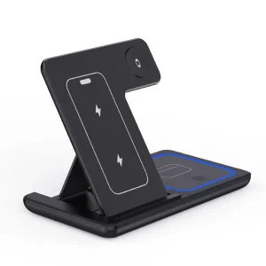 Foldable 3-in-1 Wireless Charging Station, Fast Wireless Charging Stand for iPhone, iWatch, and AirPods