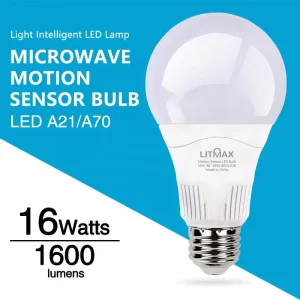 High-Sensitivity Smart LED Bulb, Energy-Saving, Dimmable, Remote Radar Motion Detection Activated, Dusk-to-Dawn, AC Powered