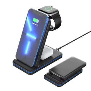 3-in-1 Foldable Wireless Charger for Smartphones, Earphones, and Watches