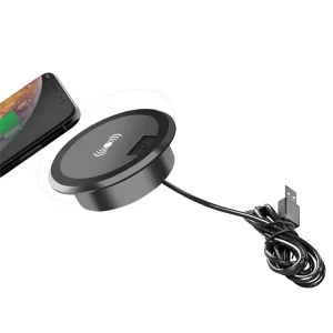 Furniture-Integrated Wireless Charging Panel, Recessed Desktop Wireless Phone Charger for Offices, Meeting Rooms, and Conference Spaces