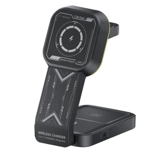 Foldable Magnetic 3-in-1 Wireless Charger with Fast Charging for Smartphones, Watches, and Earbuds