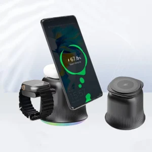 3-in-1 Foldable Magnetic Wireless Charging Station for Multiple Devices, Phones, and Watches