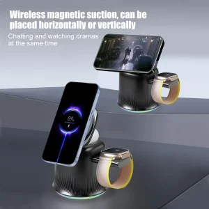 Portable 3-in-1 Magnetic Wireless Charger for Mobile Phones, Watches, and Earbuds