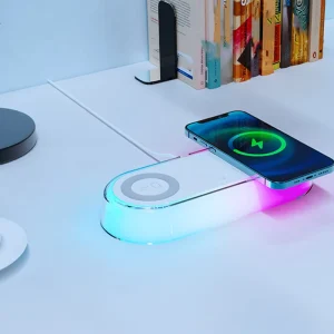 3-in-1 Dual-Device Charging Design, Fast Wireless Charger for Phones and Earbuds, Suitable for Home Office Desks