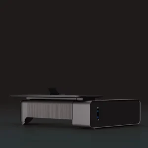 l Shape Executive Desk with Side Table Black