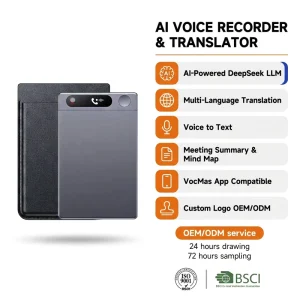 ultra Thin Phone Ai Digital Voice Recorder with Magnetic case Smart High Quality Translator 64G Multiple Languages
